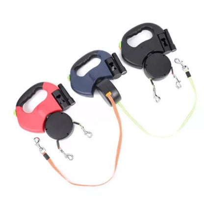 2 in 1 Multi-functional Double-ended Dog Leash With Automatic Retractor And Light