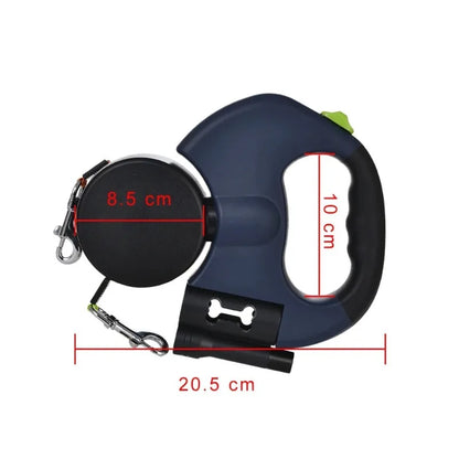 2 in 1 Multi-functional Double-ended Dog Leash With Automatic Retractor And Light