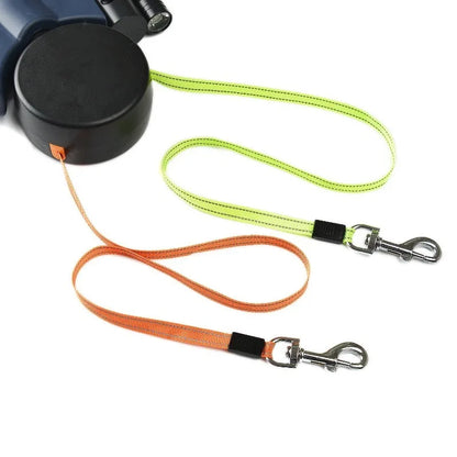 2 in 1 Multi-functional Double-ended Dog Leash With Automatic Retractor And Light