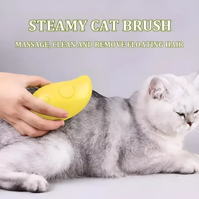 Cat Steam Silicon Brush For Hair Grooming