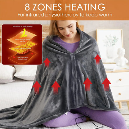 3 Level Wearable Heated Electric Blanket with 8 Heated Areas