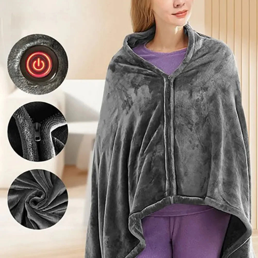 3 Level Wearable Heated Electric Blanket with 8 Heated Areas